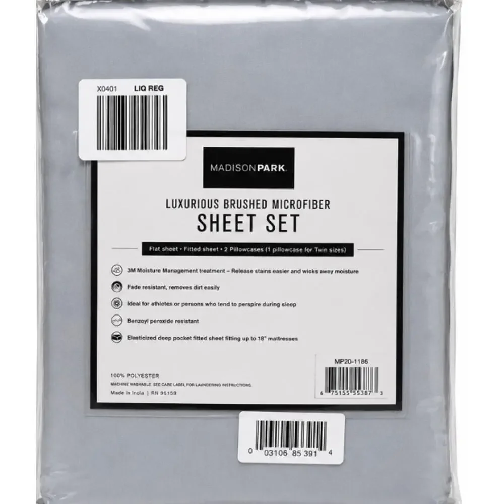 Madison Park Full Sheet Set NWT Brushed Microfiber Light Blue